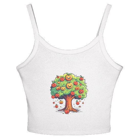 Apples Tree Fruit Orchard Apple Picking Cute Women's Spaghetti Strap Tank Top