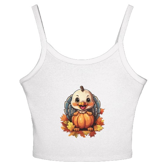 Pumpkin Bird Turkey Holiday Animal Pet Lover Women's Spaghetti Strap Tank Top