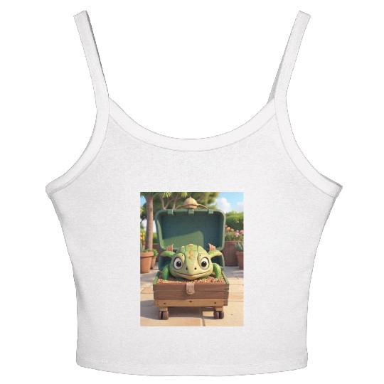 Tortuga grande con caja en jardin Women's Spaghetti Strap Tank Top