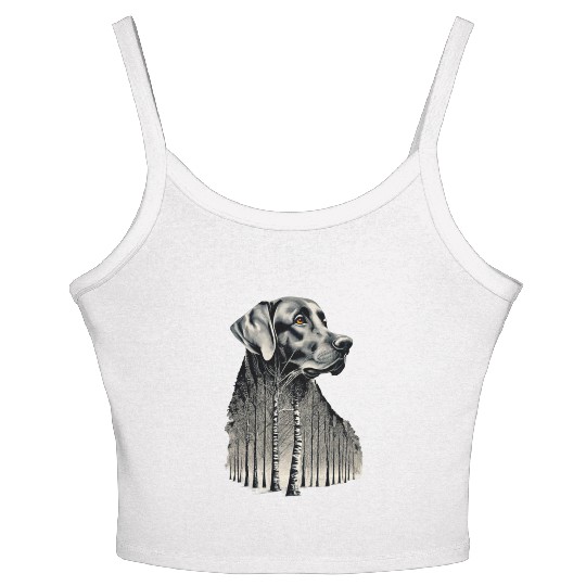 Funny black labrador charcoal drawing Women's Spaghetti Strap Tank Top