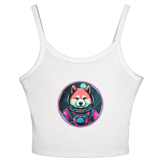 Akita Inu Cosmic Space Dogs Neon Galaxy Astronaut Women's Spaghetti Strap Tank Top