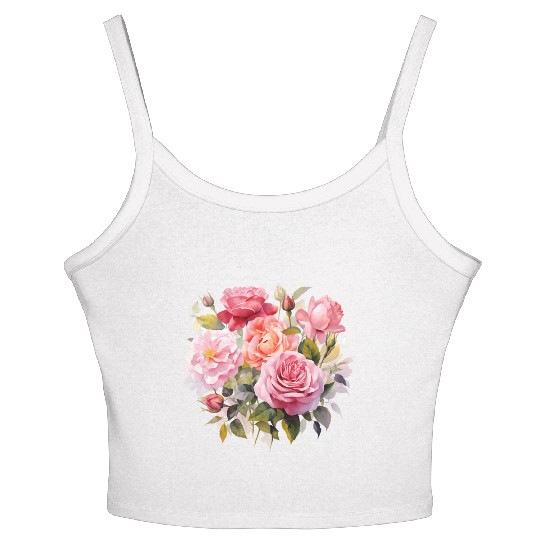 Nature's Artistic Elegance English Rose Tapestry Women's Spaghetti Strap Tank Top
