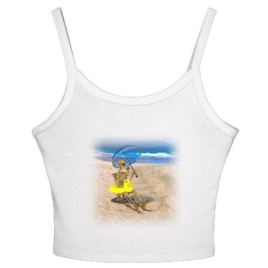 Grim reaper with his favorite cocktail on the Women's Spaghetti Strap Tank Top