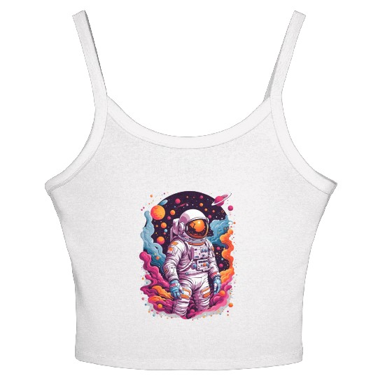 Astronaut Lost In Galaxy | Background | Space Suit Women's Spaghetti Strap Tank Top