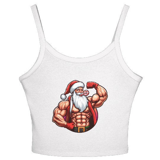 Muscular Santa Fit for the holidays Women's Spaghetti Strap Tank Top