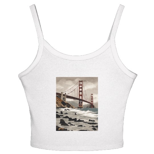 Golden Gate Bridge California Women's Spaghetti Strap Tank Top, Golden Gate