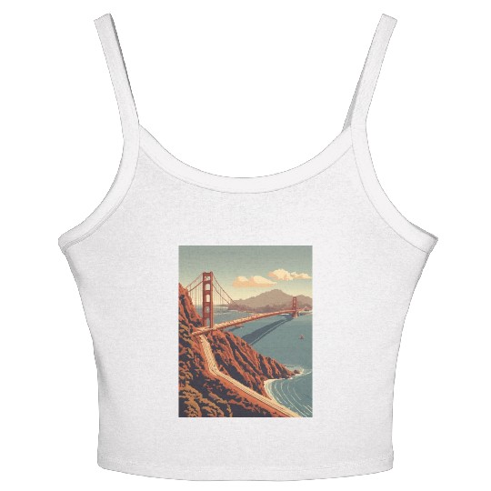 Golden Gate Bridge California Women's Spaghetti Strap Tank Top, Golden Gate