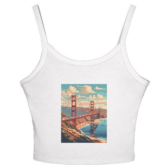 Golden Gate Bridge California Women's Spaghetti Strap Tank Top Women's Spaghetti Strap Tank Top, Golden