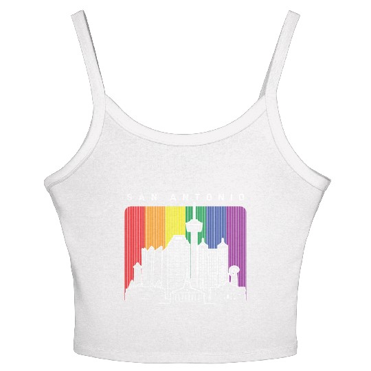 San Antonio Texas Rainbow Flag LGBTQAI Pride Women's Spaghetti Strap Tank Top