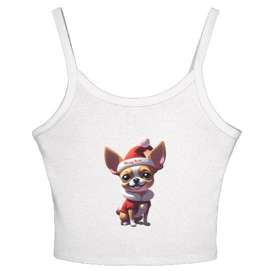 Little Chihuahua Merry Xmas Women's Spaghetti Strap Tank Top