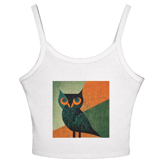 Mod Owl: Orange Beak Owl Women's Spaghetti Strap Tank Top