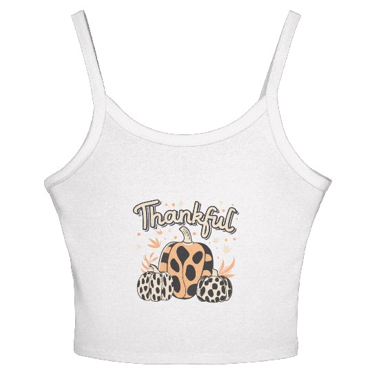 Thankful Thanksgiving Fall Vibes Women's Spaghetti Strap Tank Top