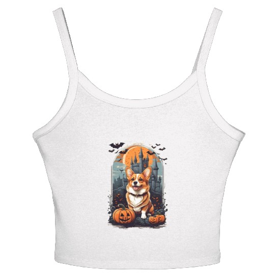 Bewitching Corgi Tails: A Halloween Extravaganza! Women's Spaghetti Strap Tank Top