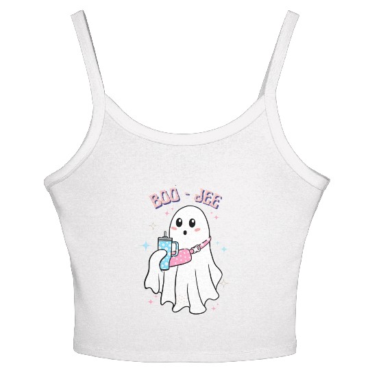 BOO-JEE Spooky Cute Ghost Halloween Costume Design Women's Spaghetti Strap Tank Top