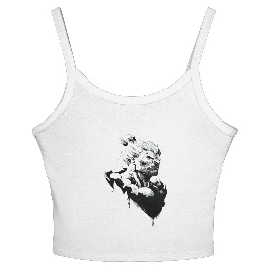 Monochrome Street Fighter: Akuma's Knightly FanAr Women's Spaghetti Strap Tank Top
