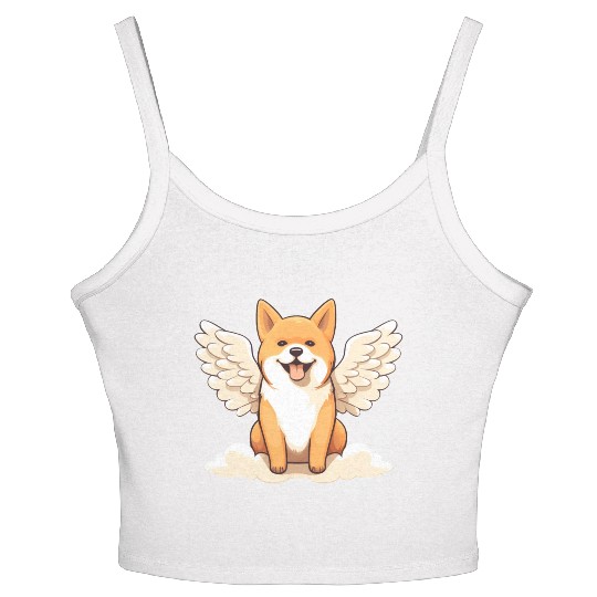 Sweet Shiba Inu angel with wings Women's Spaghetti Strap Tank Top
