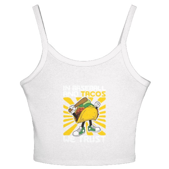 Taco Mexican Food Baseball Card Baseball Player Women's Spaghetti Strap Tank Top