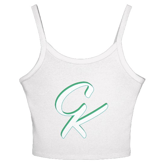 CK ligature white green Women's Spaghetti Strap Tank Top