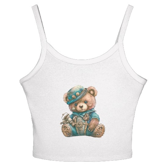 Steampunk Vintage Teddy Bear Women's Spaghetti Strap Tank Top