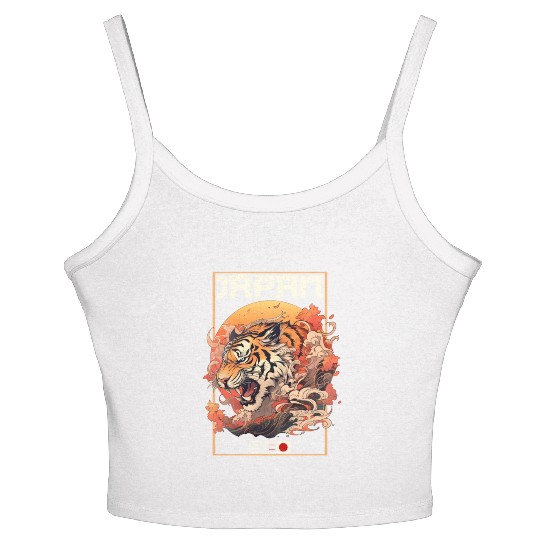 Tokyo Asia 80s Japanese Retro Tiger Women's Spaghetti Strap Tank Top