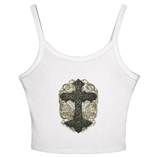 tree celtic cross Women's Spaghetti Strap Tank Top
