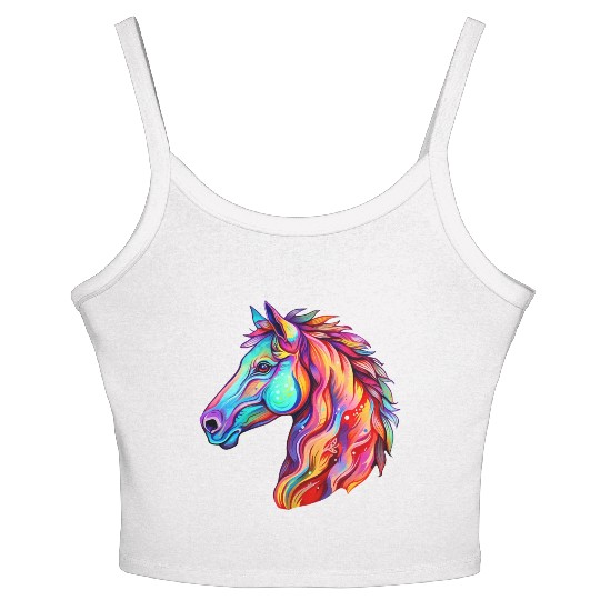 Psychedelic Horse Head Gallop Equine Equestrian Women's Spaghetti Strap Tank Top