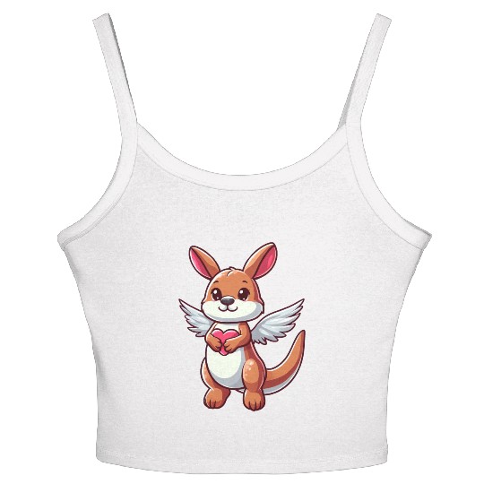 Angel Kangaroo Heart Wings Women's Spaghetti Strap Tank Top