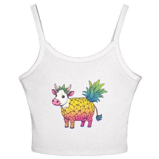 Cow in pineapple costume - Fruity joy Women's Spaghetti Strap Tank Top