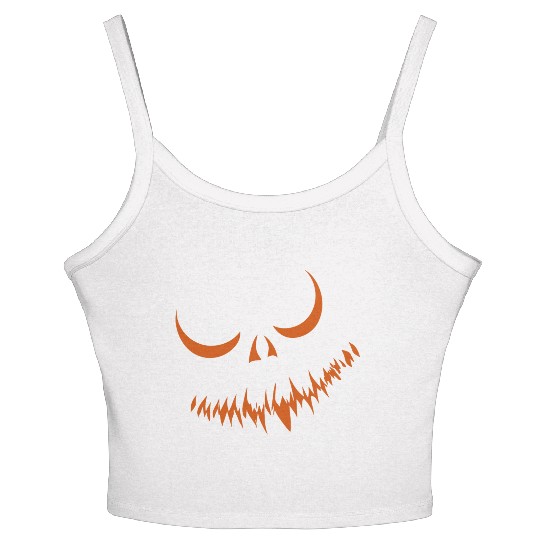 Creepy Jack o Lantern Carved Halloween Pumpkin Women's Spaghetti Strap Tank Top