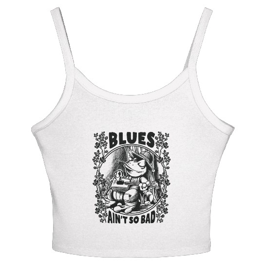 Delta Blues Frog With Guitar Blues Ain t So Bad Women's Spaghetti Strap Tank Top