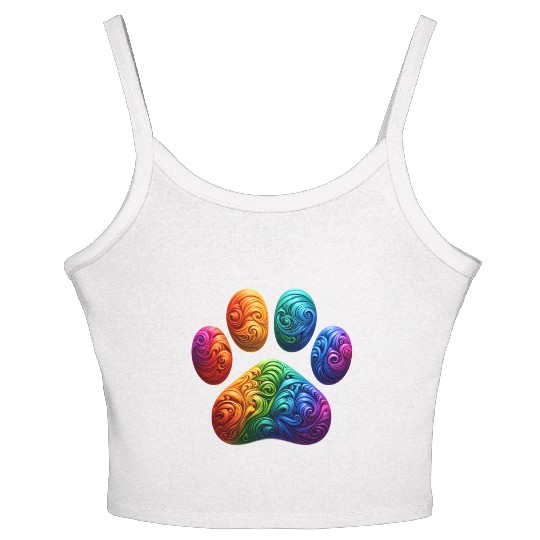 Colorful Paw Prints Edition Women's Spaghetti Strap Tank Top