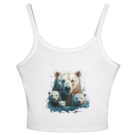 A Polar Bear Family Gift Bear Mom and Cubs Women's Spaghetti Strap Tank Top