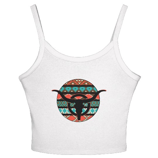 Retro Cow Skull Women's Spaghetti Strap Tank Top