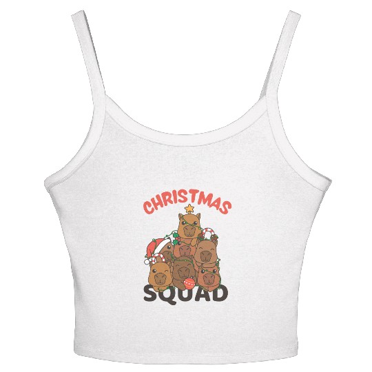 Capybara Christmas Tree Christmas Squad Capybaras Women's Spaghetti Strap Tank Top