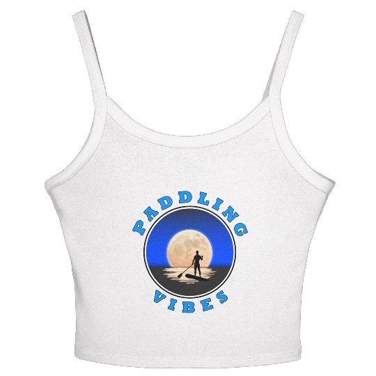 Paddling Vibes - Moon - Paddle Boarder Women's Spaghetti Strap Tank Top