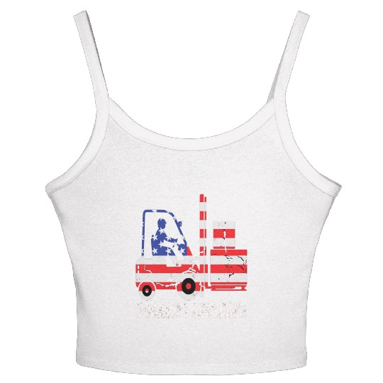 Forklift Certified Daddy American Flag Women's Spaghetti Strap Tank Top