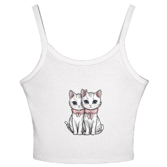 there are two kittens Women's Spaghetti Strap Tank Top