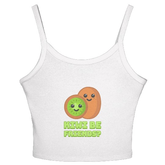 Kiwi Be Friends? Cute Kiwi Cartoon Women's Spaghetti Strap Tank Top