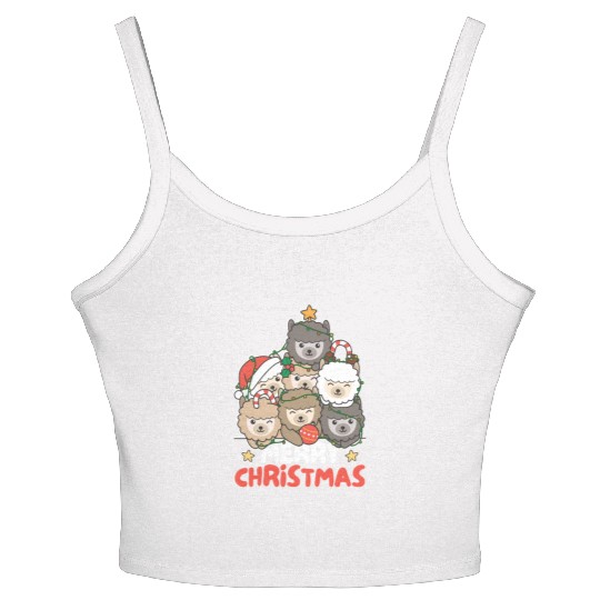Alpaca Christmas Tree Merry Christmas Women's Spaghetti Strap Tank Top