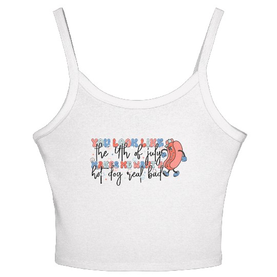 4th of july makes me want a hot dog real bad Women's Spaghetti Strap Tank Top