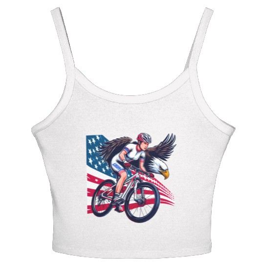 USA Egle biker mtb racer girl Women's Spaghetti Strap Tank Top