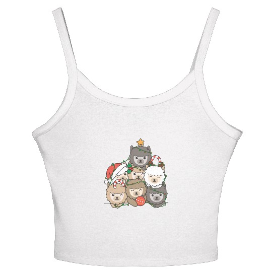Alpaca Christmas Tree Funny Animal Christmas Women's Spaghetti Strap Tank Top