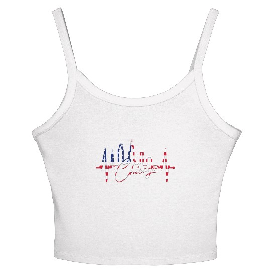 Chicago Skyline Heartbeat USA Heart I Love Chicago Women's Spaghetti Strap Tank Top
