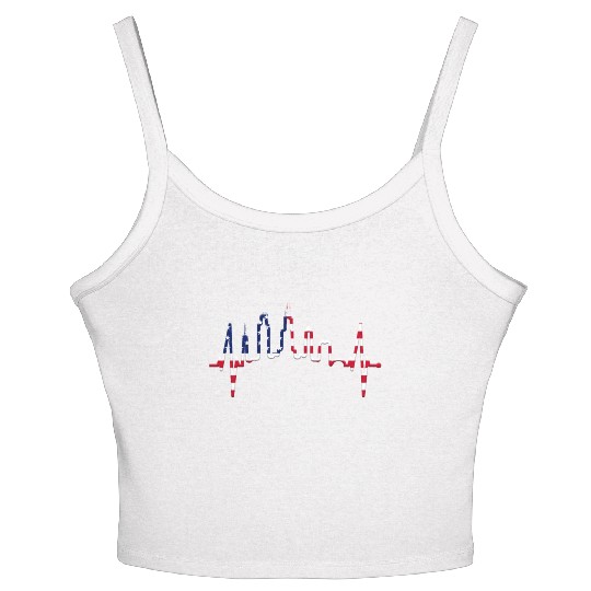 Chicago Skyline Heartbeat USA Heart I Love Chicago Women's Spaghetti Strap Tank Top