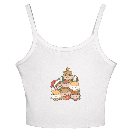 Hamster Christmas Tree Funny Animal Christmas Women's Spaghetti Strap Tank Top