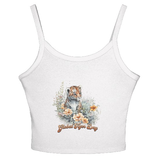 Global Tiger Day Watercolor Cub Women's Spaghetti Strap Tank Top