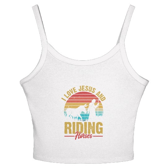 I Love Jesus And Riding Horses Riding Woman Horseb Women's Spaghetti Strap Tank Top