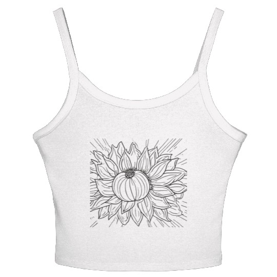 Summer Bliss: Peach and Sunflower Delight Women's Spaghetti Strap Tank Top