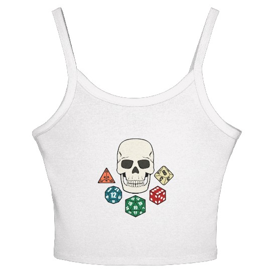 TABLETOP GAMER DICE SKULL PIRATE JOLLY ROGER Women's Spaghetti Strap Tank Top
