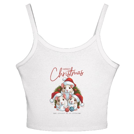 Festive Hamster Christmas Illustration Women's Spaghetti Strap Tank Top